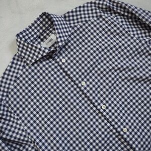 Eton Navy and White Gingham Button-Down Shirt